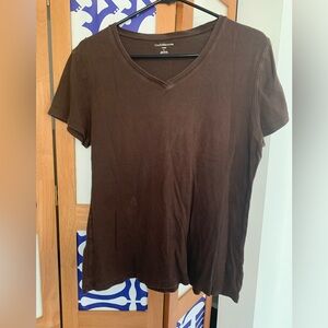 Croft & Barrow Dark Brown V-Neck Tee